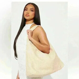 NWT FASHION NOVA Casual Hobo Shoulder Bag - Beige